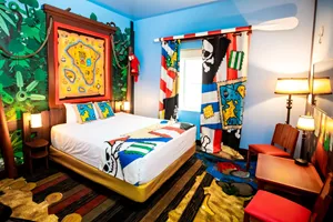 Adult sleeping area in a themed room at Pirate Island Hotel