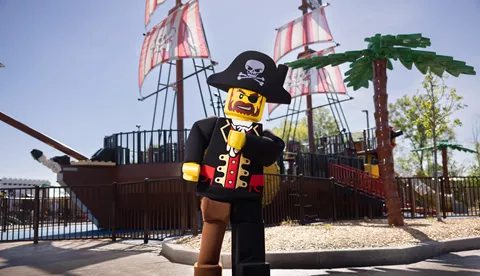 The Pirate Captain Brickbeard stands ready to meet new mates for his crew