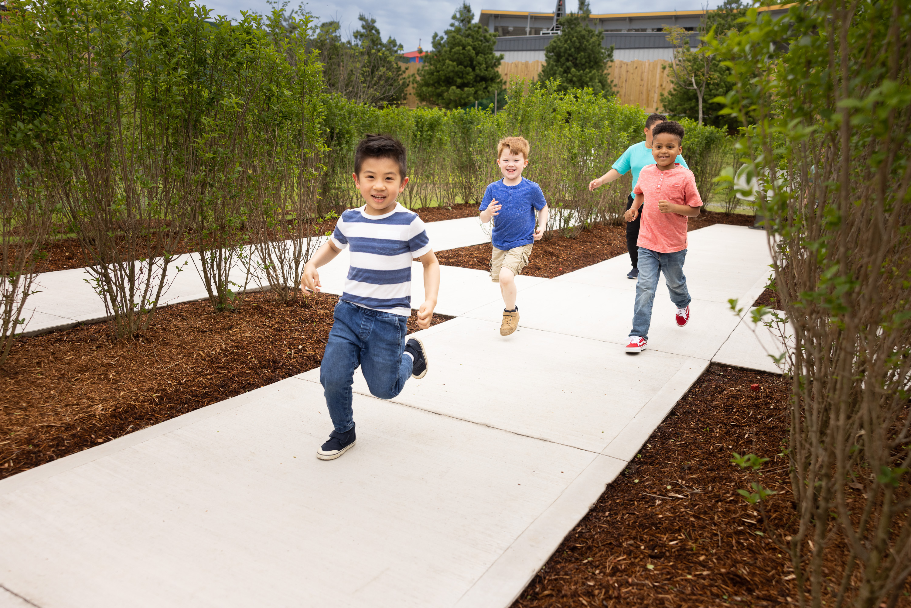 Kids running through the Nature Maze