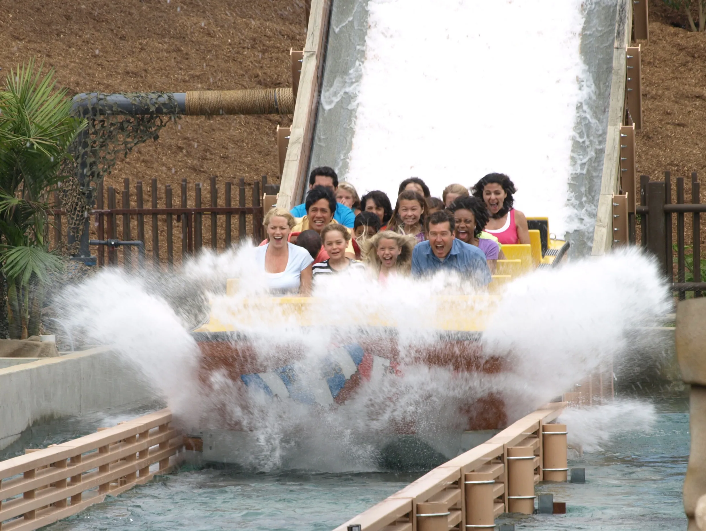 Pirate Reef riders going down the drop