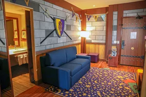 Lounge area in a wizard themed suite