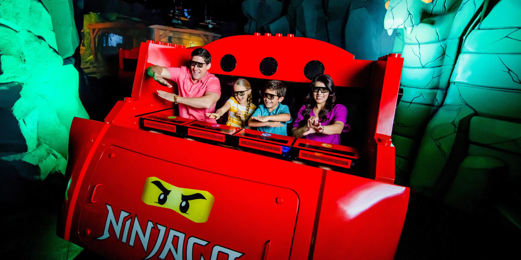 Family riding LEGO NINJAGO The Ride 