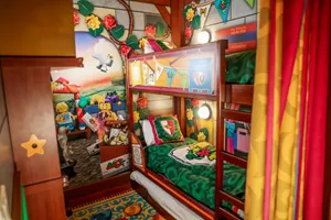 Kids' sleeping area in a princess themed room