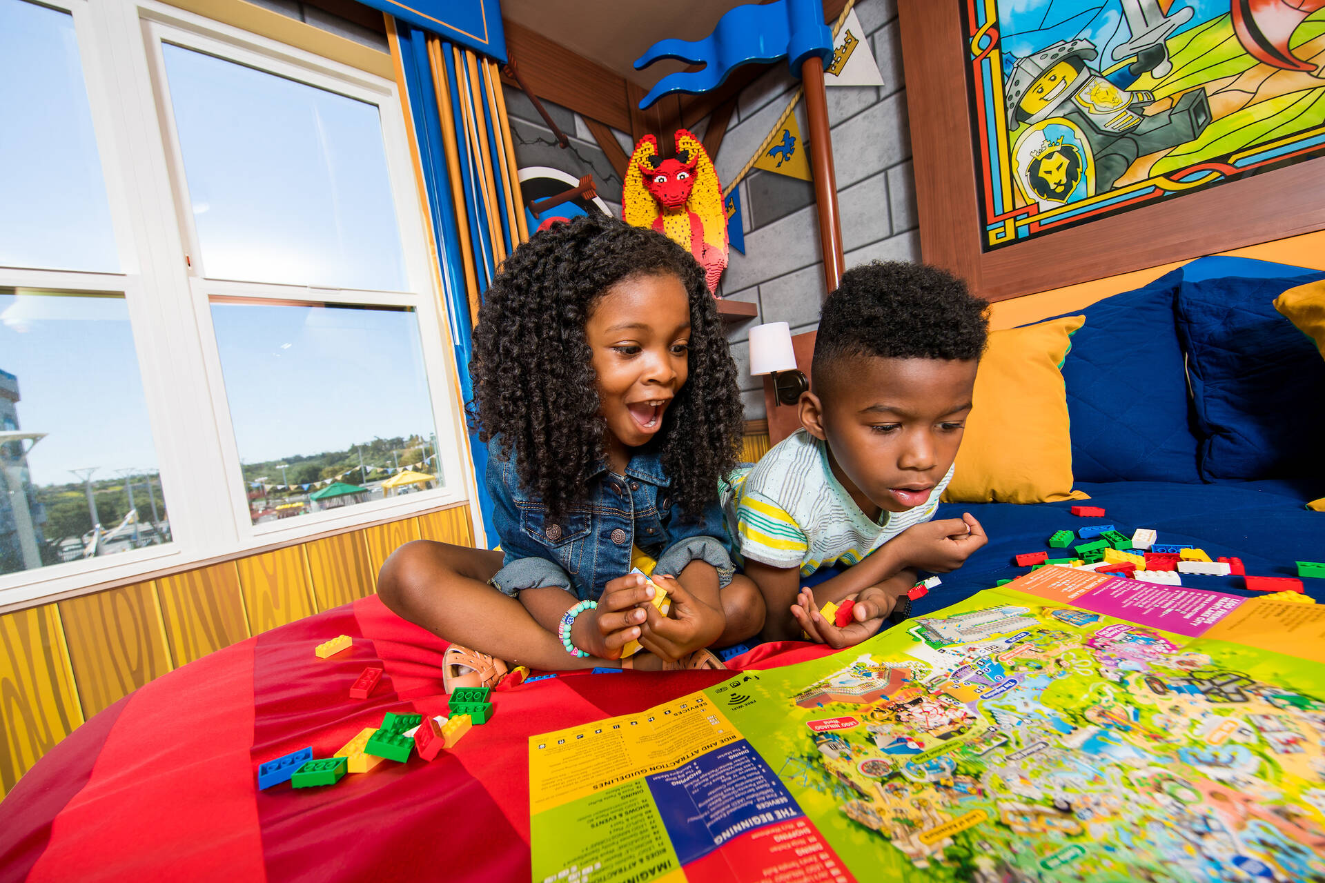 Kids Explore the LEGOLAND Map in a Knight Themed Room 