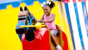 Girl riding LEGO Horse on Royal Joust