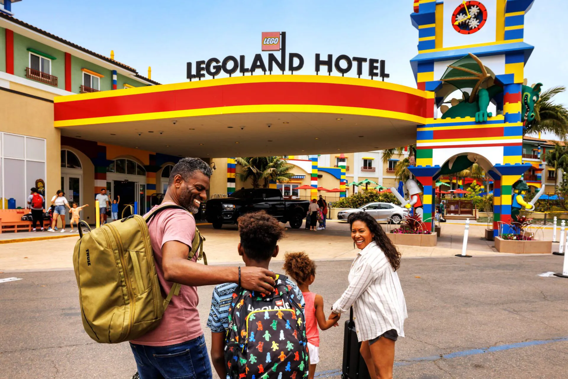 Family Walking Up to the LEGOLAND Hotel