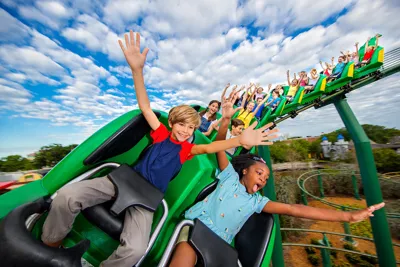 Kids riding The Dragon