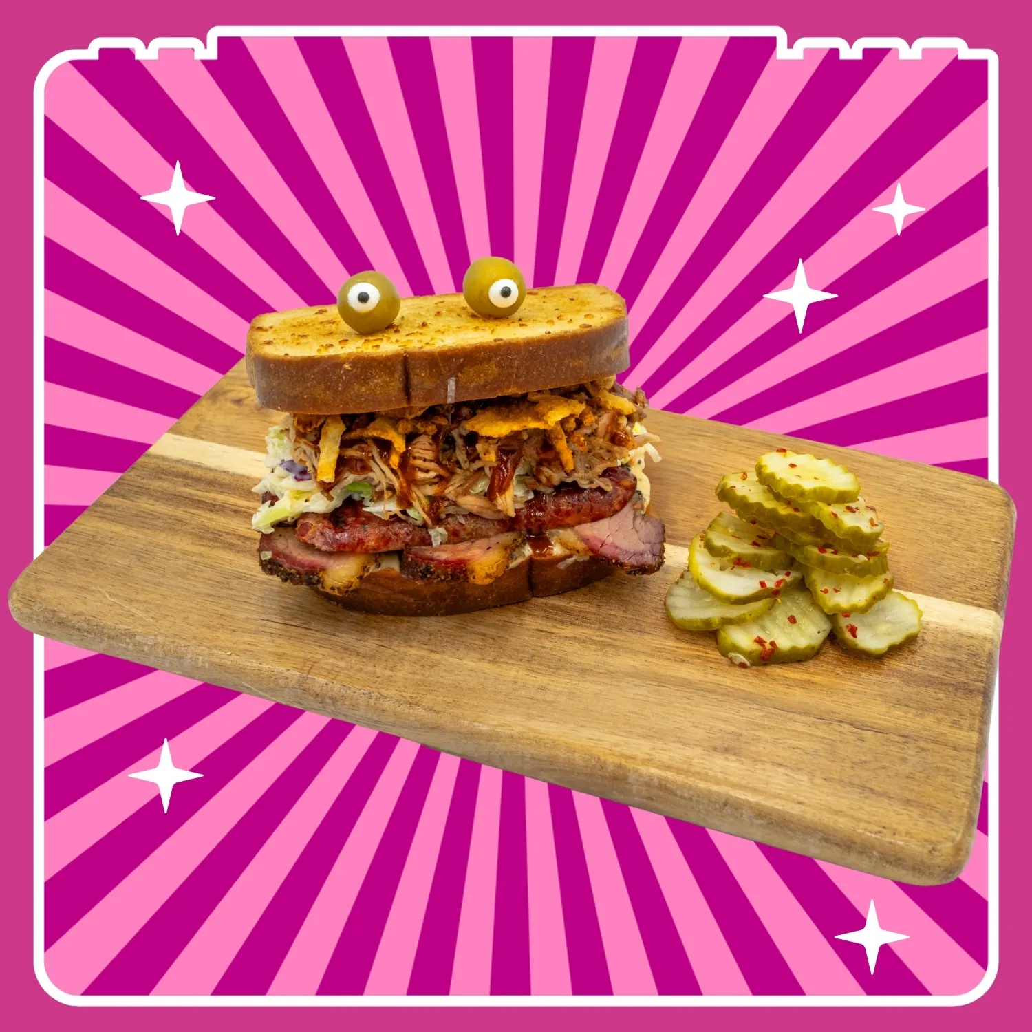 Monster BBQ Mash Up Sandwich