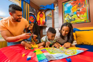 Family enjoying a Knights room