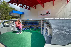 Girls looking at Sofi Stadium in MINILAND