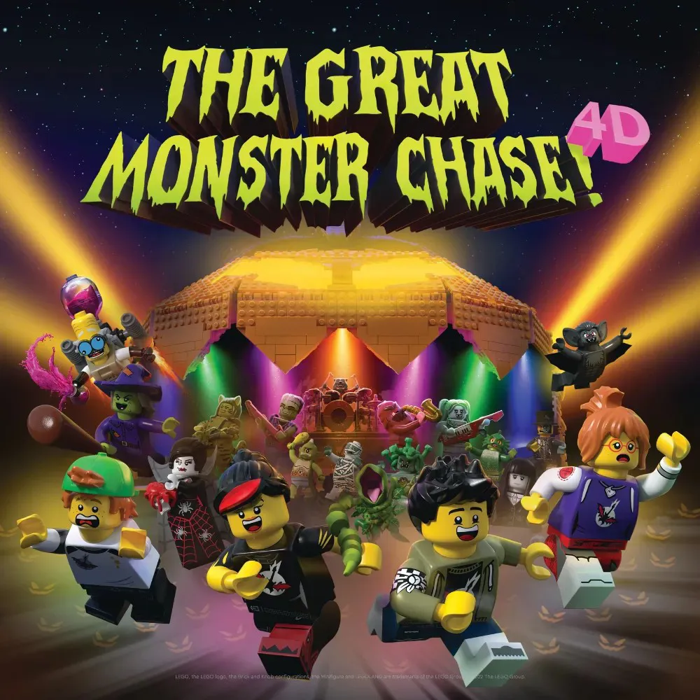 Image of LEGO minifigures running away from Monster LEGO Minigures.