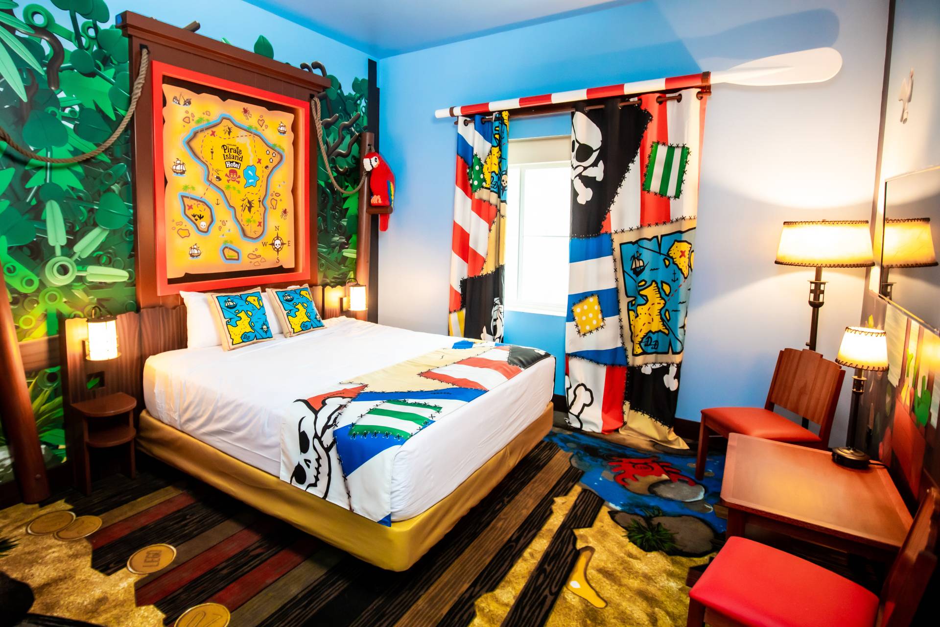 Adult sleeping area in a themed room at Pirate Island Hotel