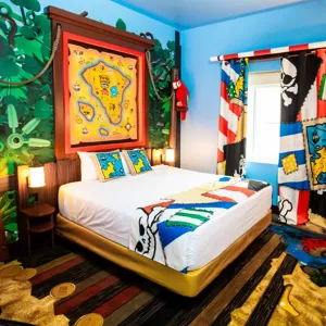Adult sleeping area in a themed room at Pirate Island Hotel
