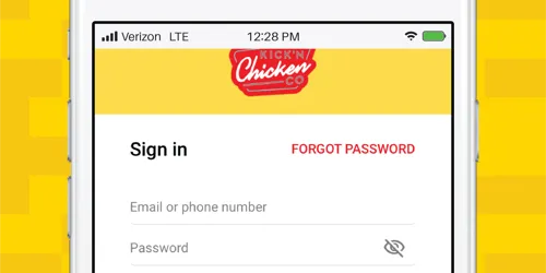 Mobile App Ordering Tile Login