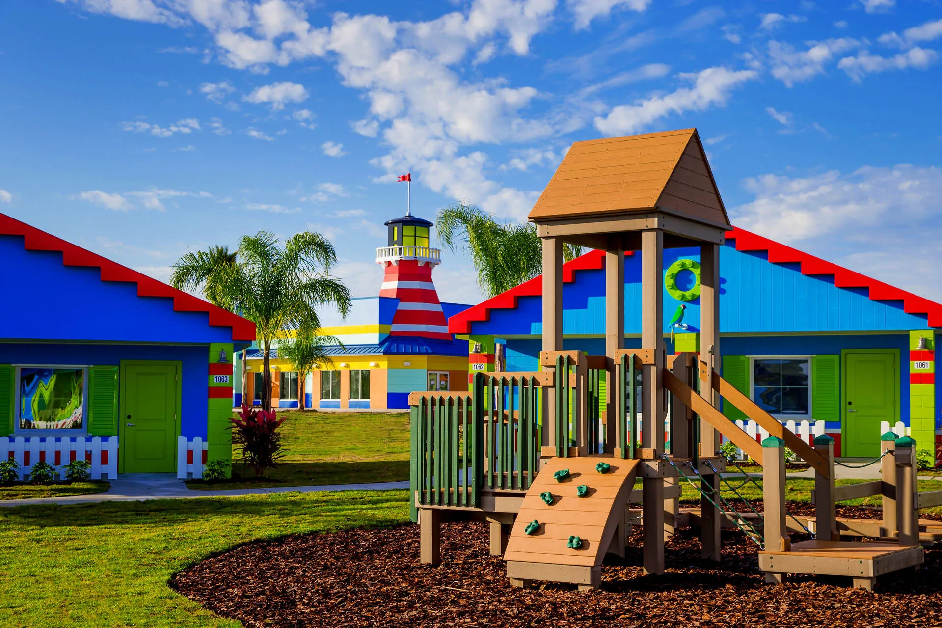 Beach Retreat bungalows and outside playground