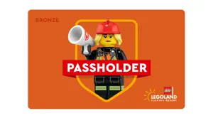 A passholder card image of a LEGO firefighter representing the LEGOLAND Florida Resort Bronze Annual Pass