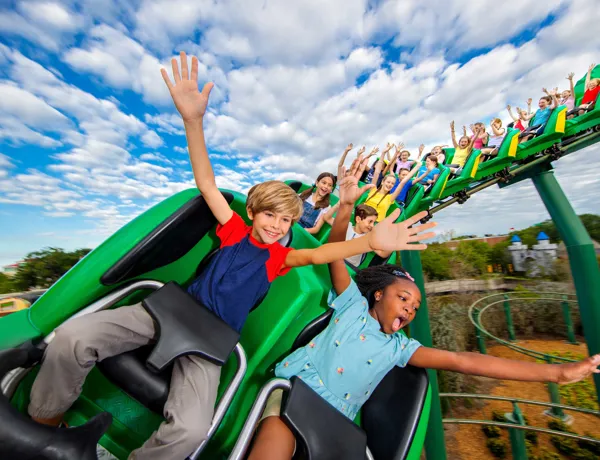 Kids on roller coaster