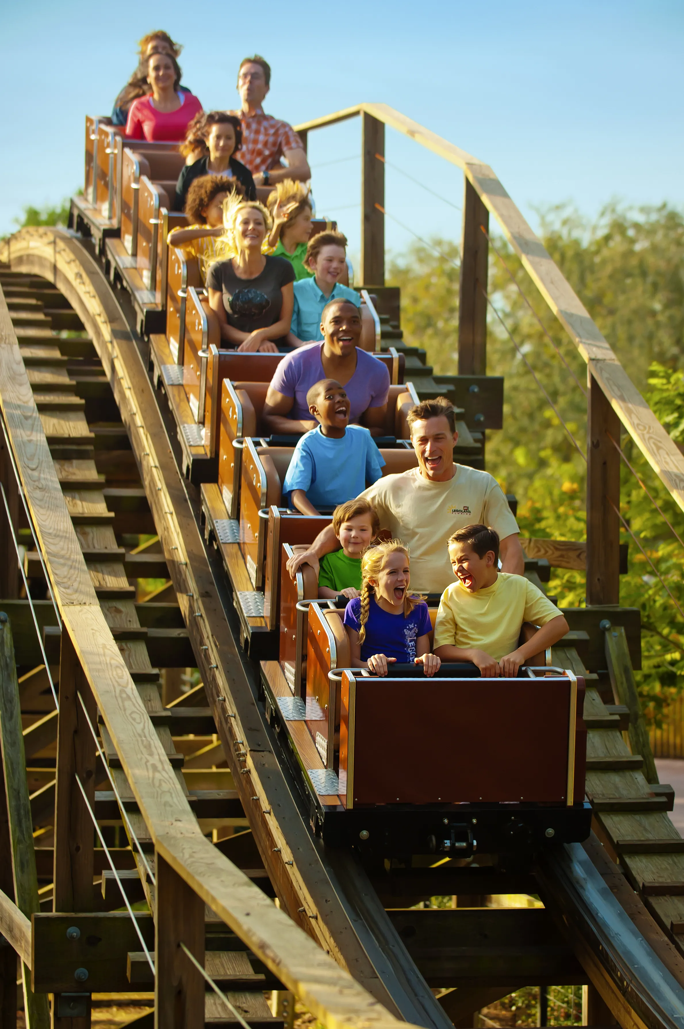 A dip on the Wooden Dinosaur Roller Coaster