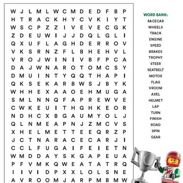 GREAT LEGO RACE WORD SEARCH