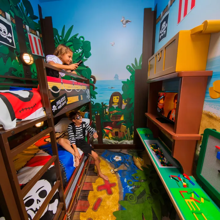 Kid's bunk has its own TV & LEGO!