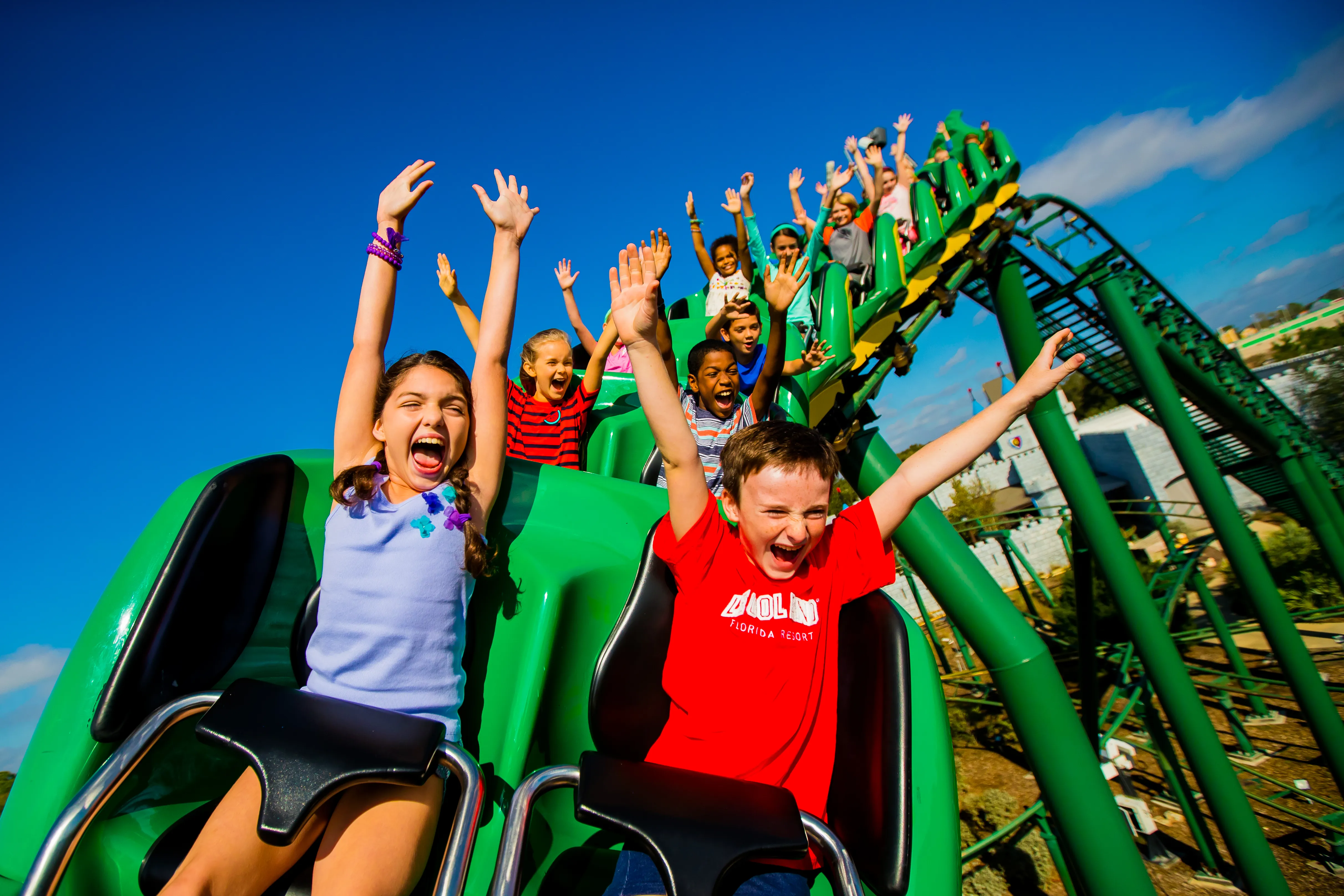 Kids on roller coaster