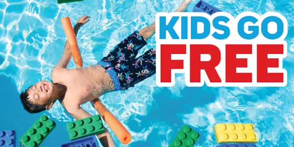 Child in the pool water relaxing on a pool noodle