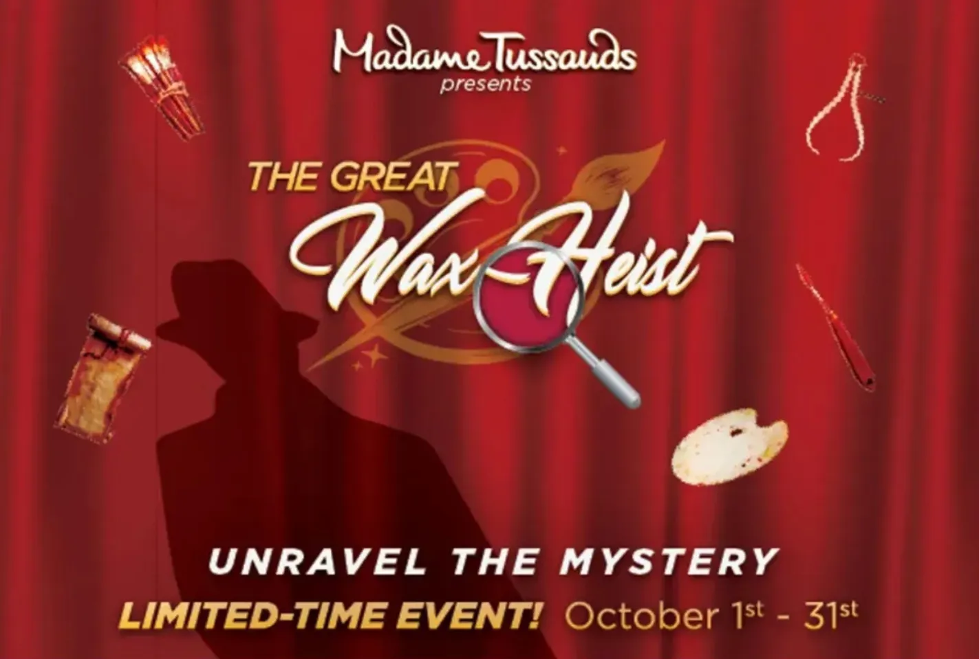 The Great Wax Heist logo for Madame Tussauds Orlando Halloween event