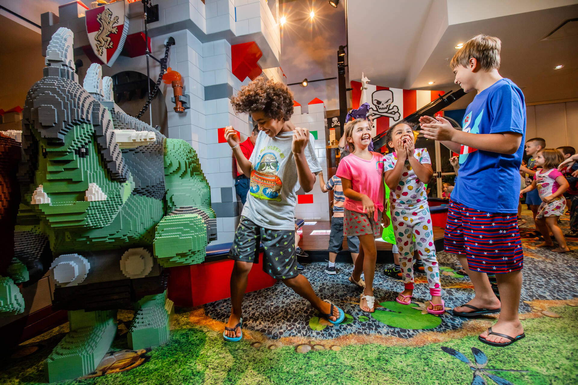 Kids join a dance party at the LEGOLAND Hotel