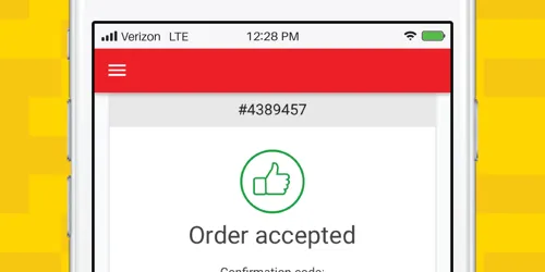 Mobile App Ordering Tile Confirmation