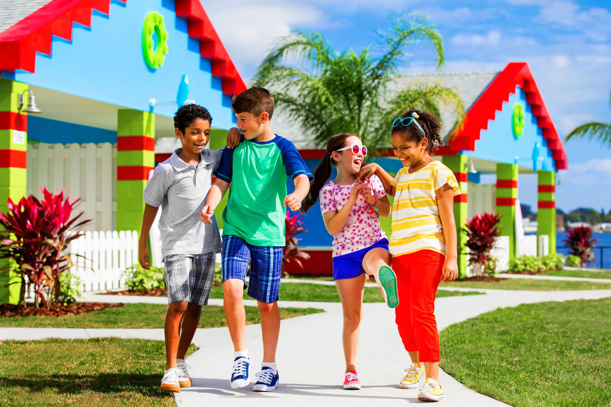Kids Walk Around and Explore Beach Retreat