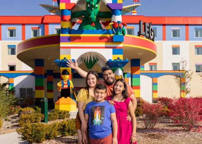 Family outside LEGOLAND New York Hotel