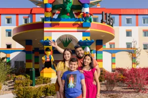 Family outside LEGOLAND New York Hotel