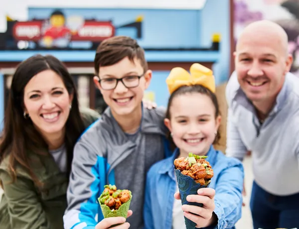 Family Eating at Food Carts in LEGOLAND New York