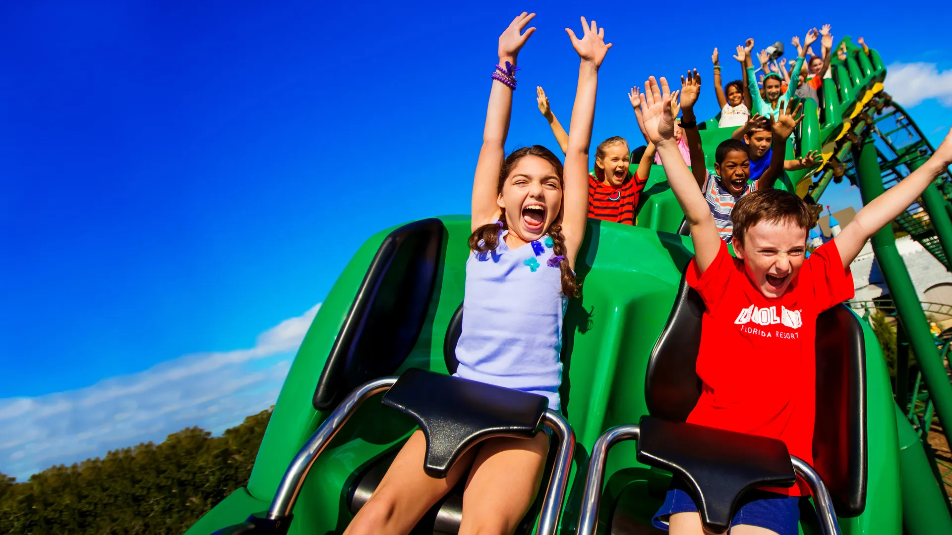 Kids riding roller coaster