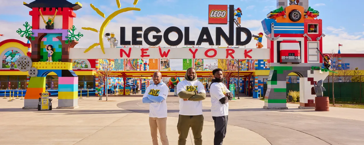 Brandon Graham, Matthew Slater, and Parris Campbell Jr. at LEGOLAND New York