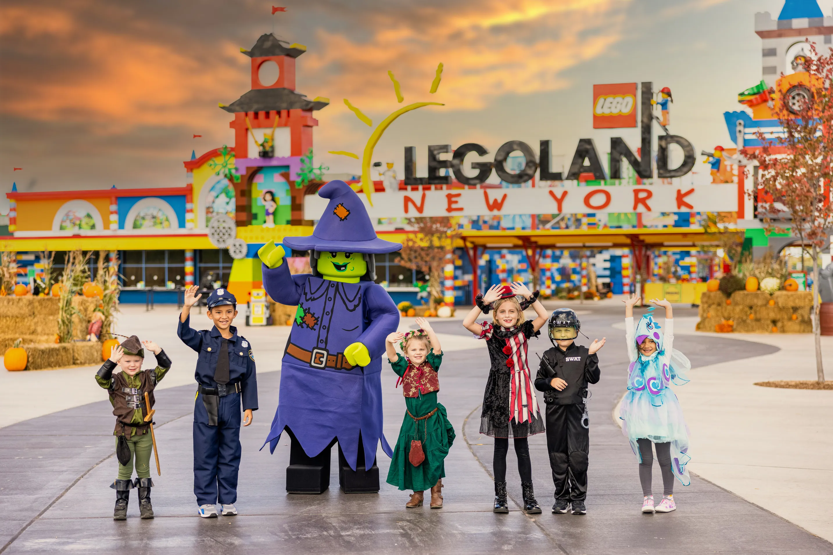The sun sets at Brick-or-Treat, a seasonal event filled with spooktacular fun.