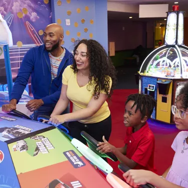 Family in Hotel Arcade