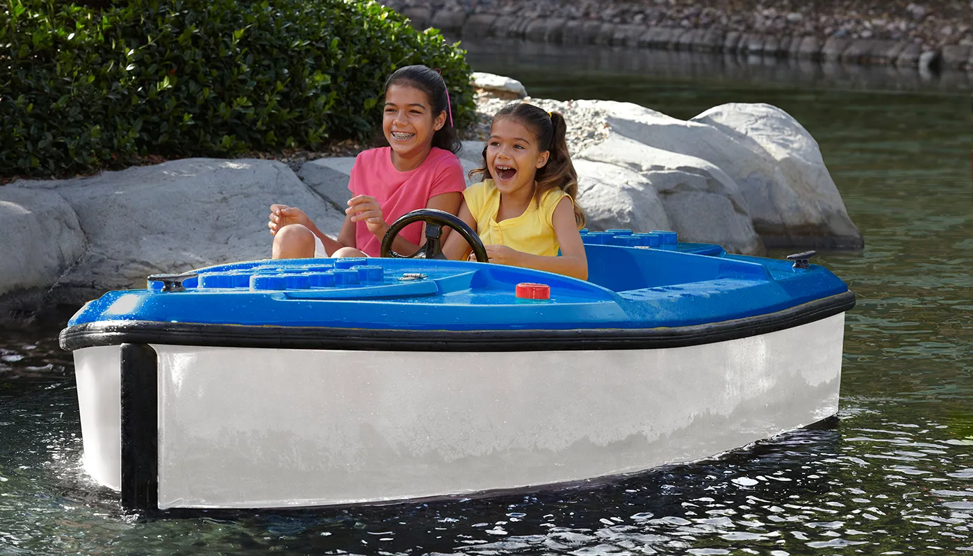 Girls riding a boat