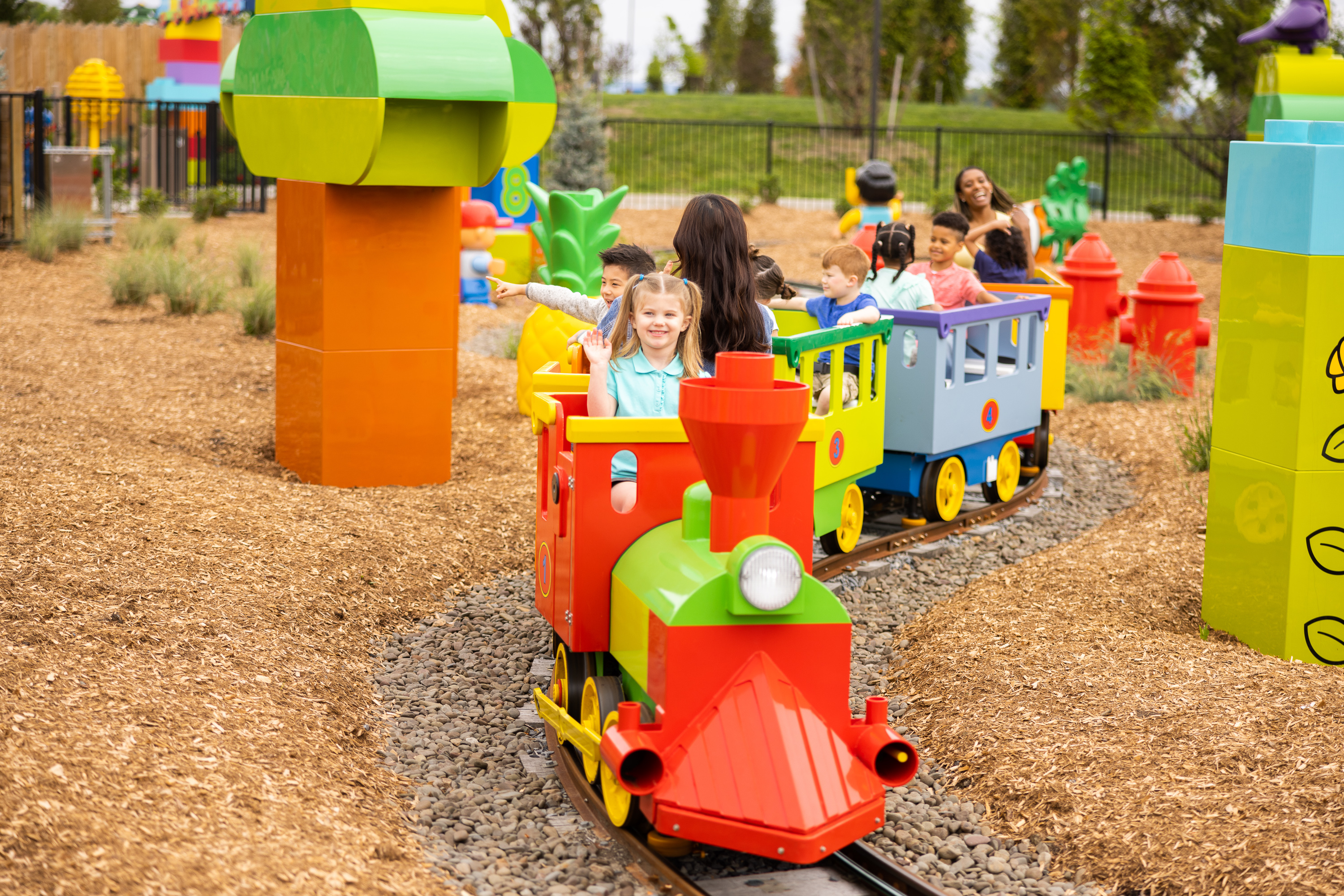 Kids hop aboard the Duplo number train for a fun ride with playful learning.