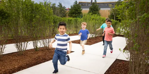 Kids running through the Nature Maze