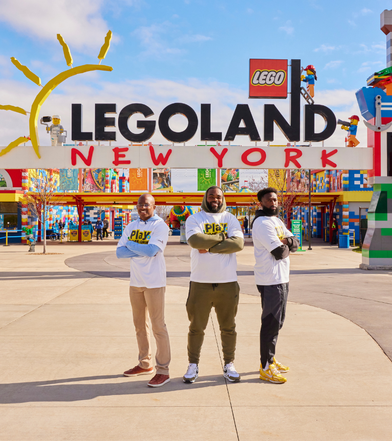 Brandon Graham, Matthew Slater, and Parris Campbell Jr. at LEGOLAND New York