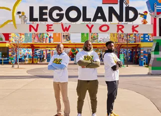 Brandon Graham, Matthew Slater, and Parris Campbell Jr. at LEGOLAND New York