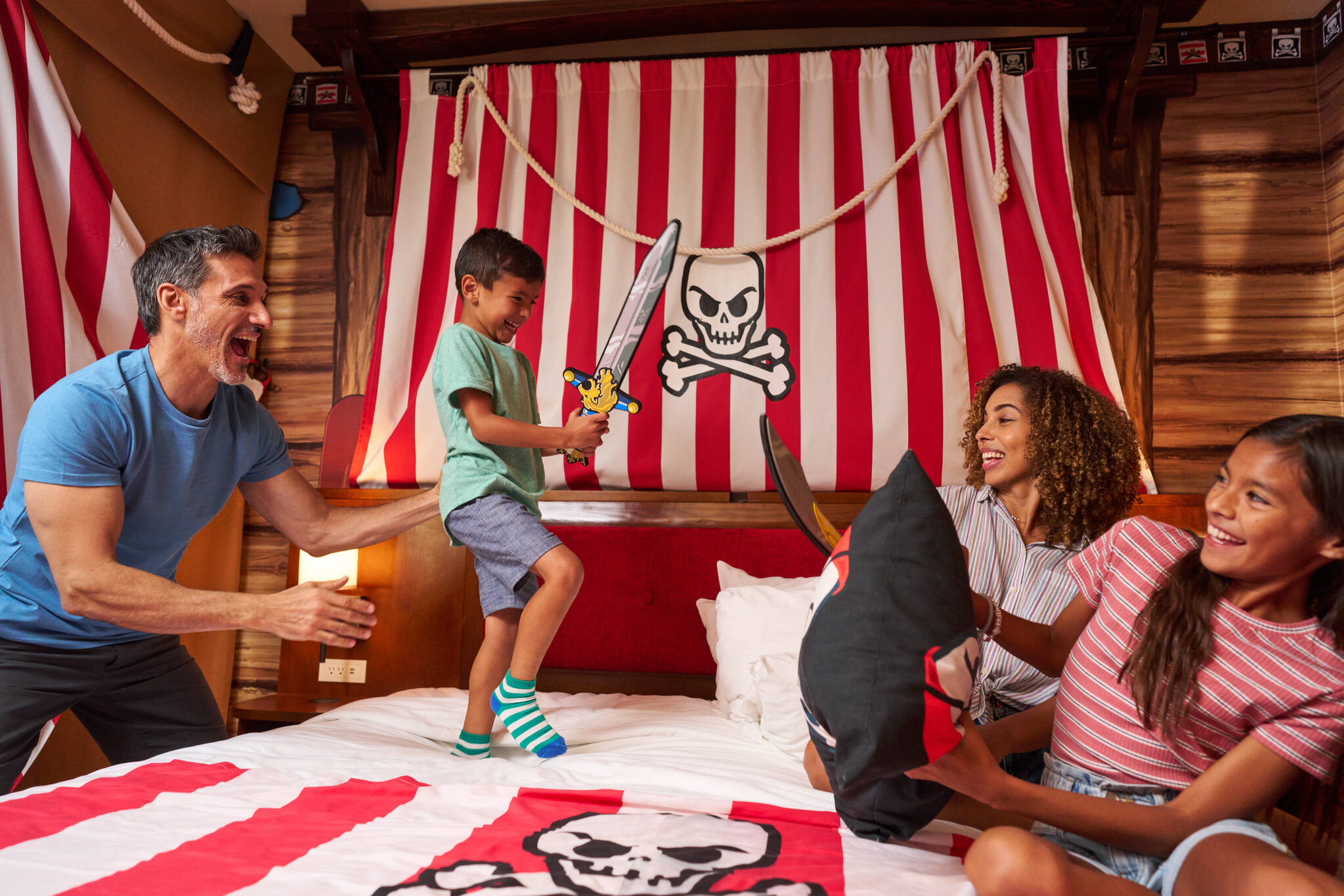 Family fun in a  Pirate Themed Hotel Room